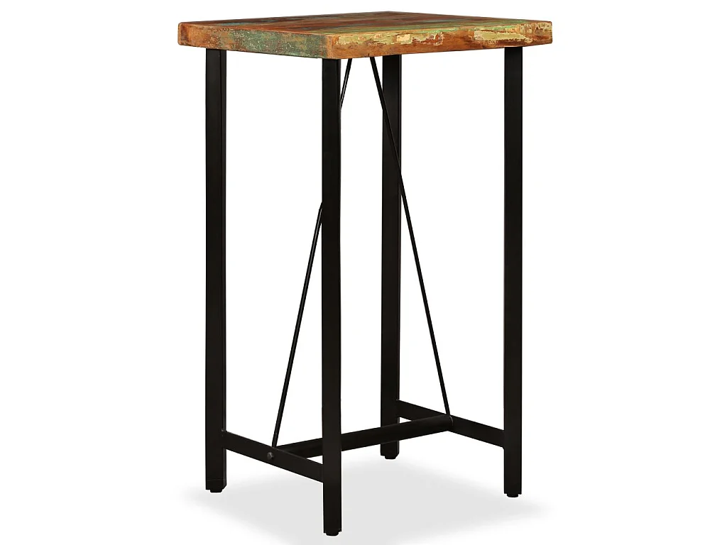 Ensemble de bar 3 pcs Bois de récupération Cuir véritable et toile