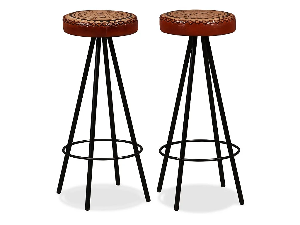 Ensemble de bar 3 pcs Bois de récupération Cuir véritable et toile