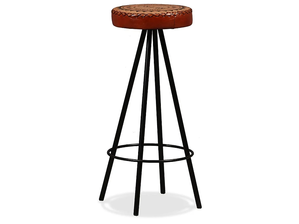 Ensemble de bar 3 pcs Bois de récupération Cuir véritable et toile