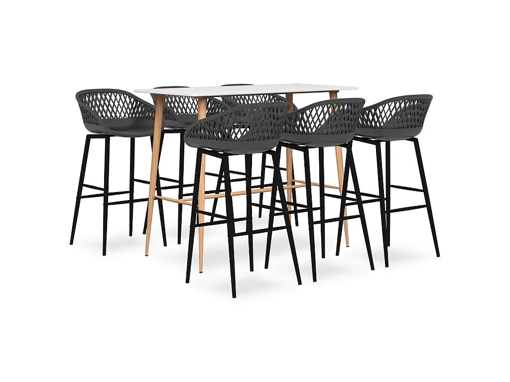 Ensemble de bar 7 pcs Blanc et gris