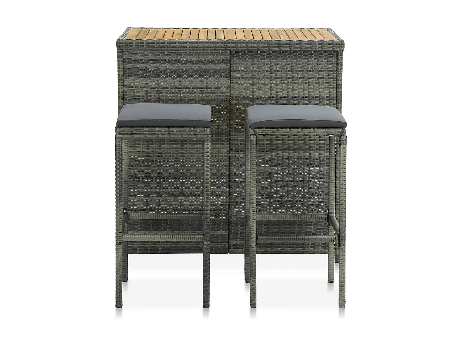 Ensemble de bar 3 pcs Résine tressée Gris