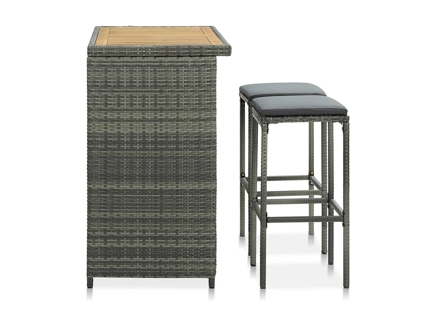 Ensemble de bar 3 pcs Résine tressée Gris