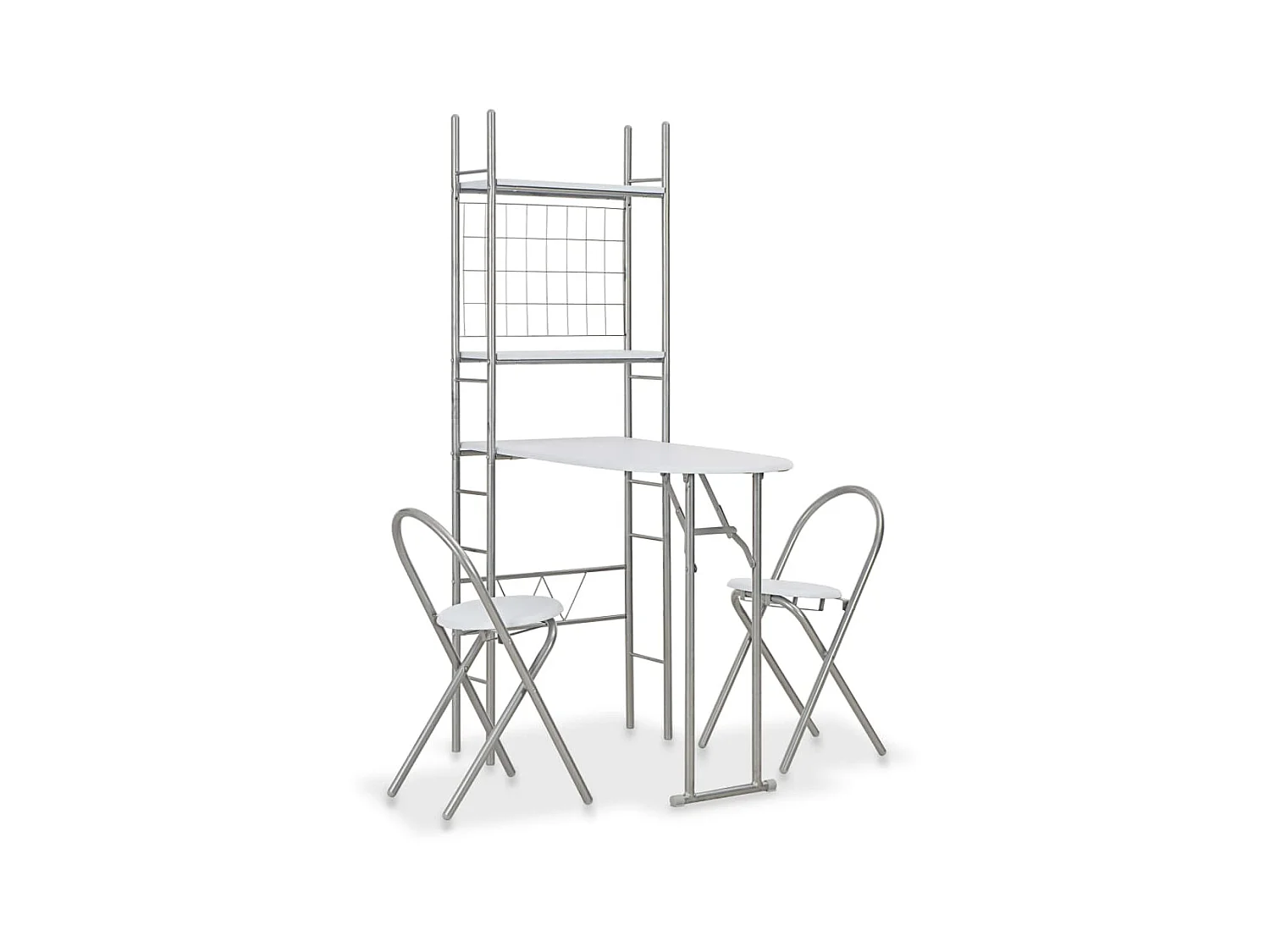 Ensemble à dîner pliant 3 pcs et étagère de rangement MDF acier