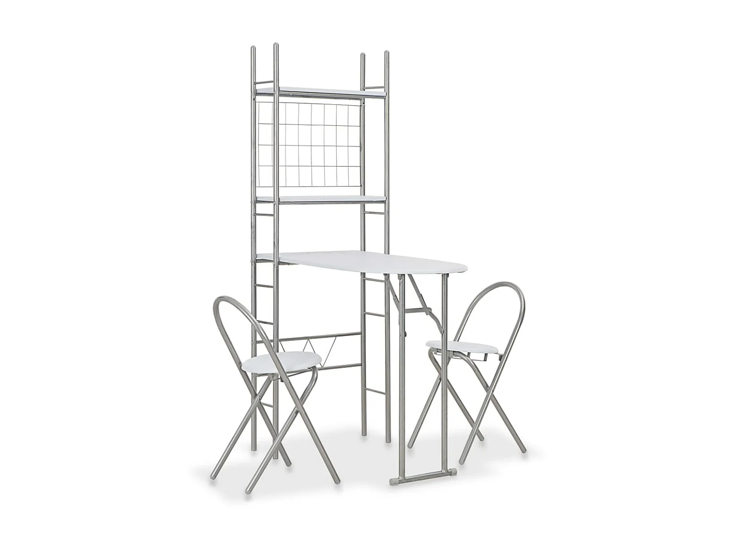 Ensemble à dîner pliant 3 pcs et étagère de rangement MDF acier