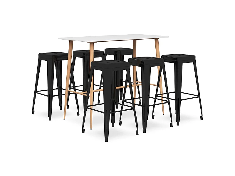 Ensemble de bar 7 pcs Blanc et noir 4