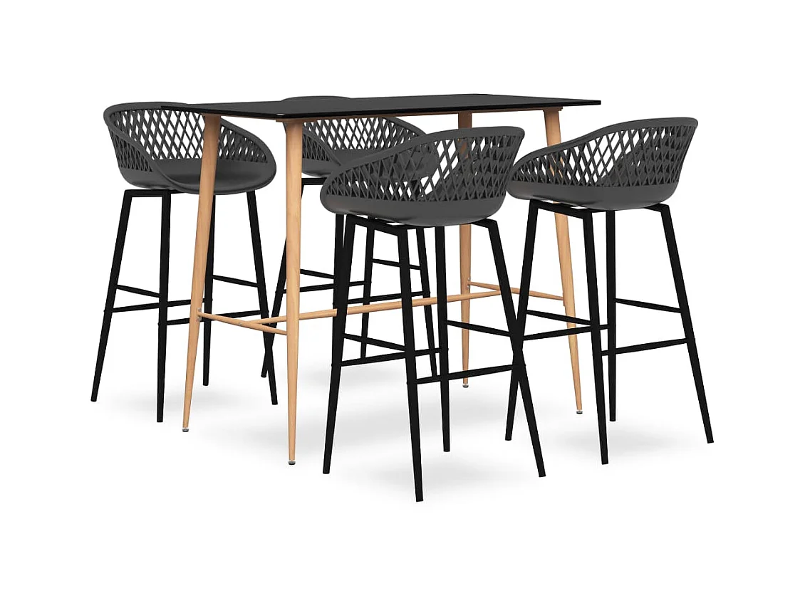 Ensemble de bar 5 pcs Noir et gris 2