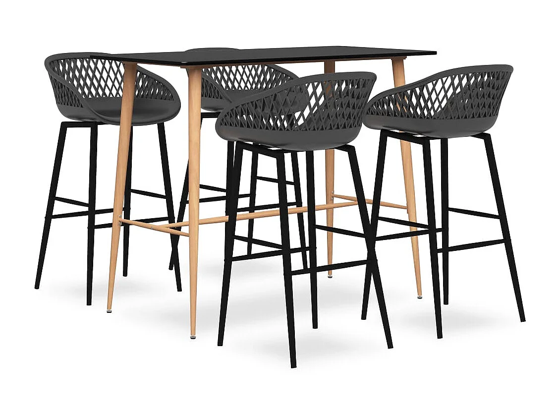 Ensemble de bar 5 pcs Noir et gris 2