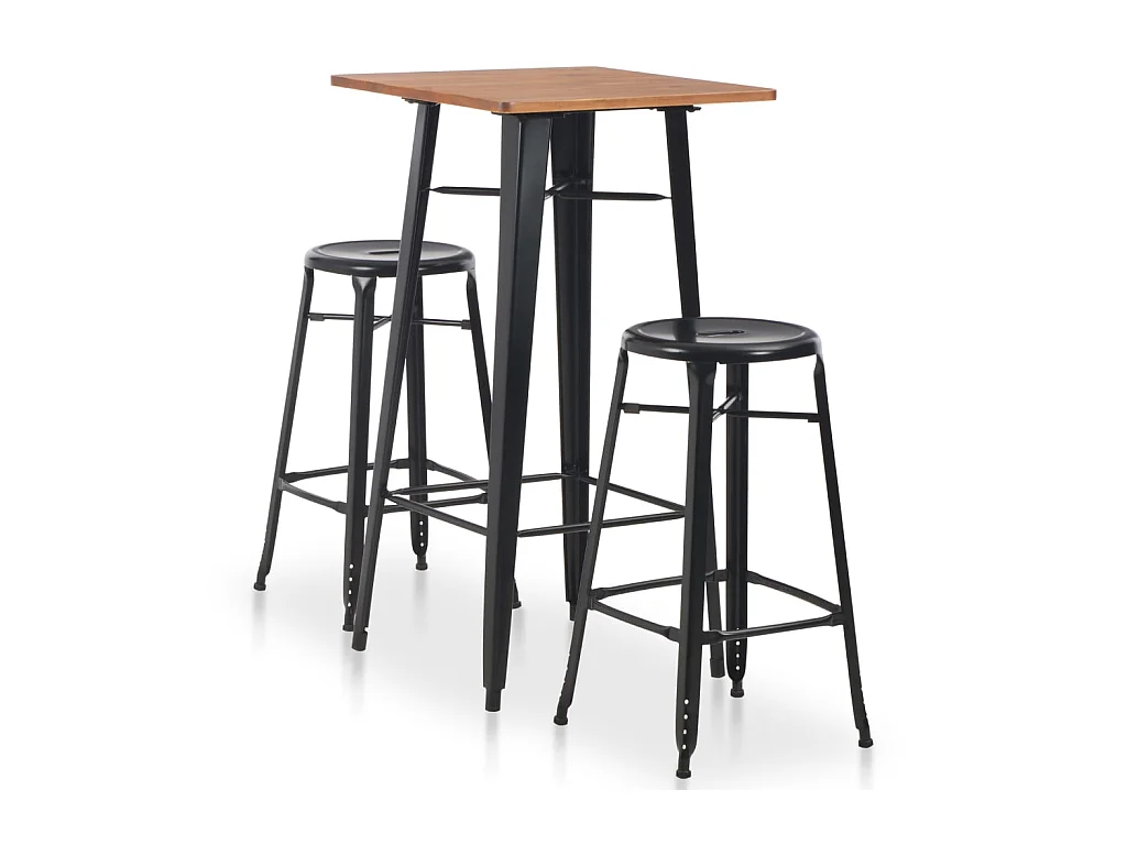 Mobilier de bar 3 pcs Acier Noir