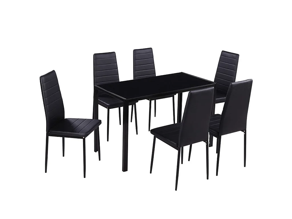 Ensemble de table à manger sept pièces noir