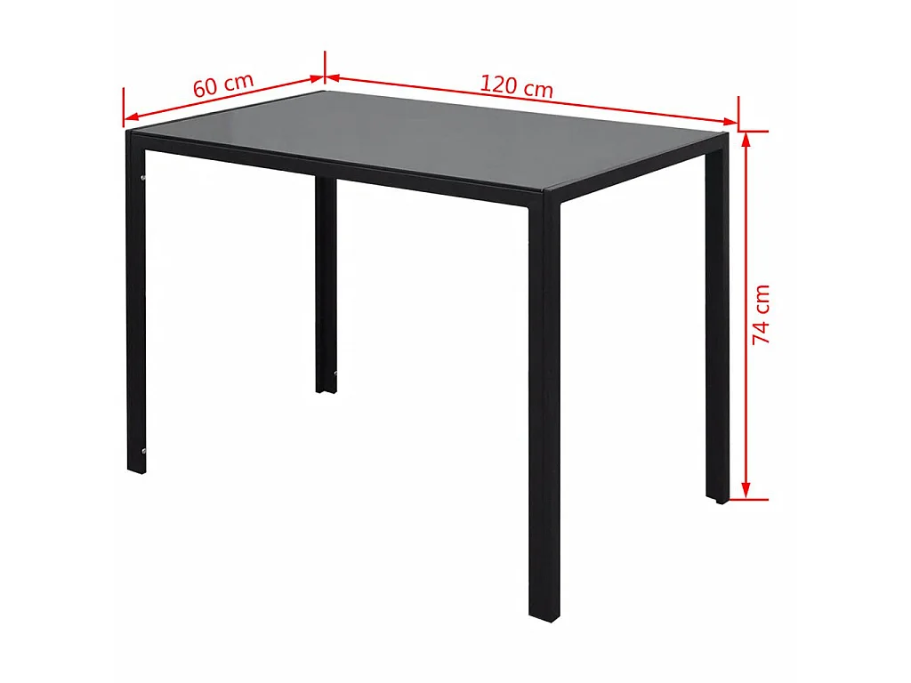 Ensemble de table à manger sept pièces noir