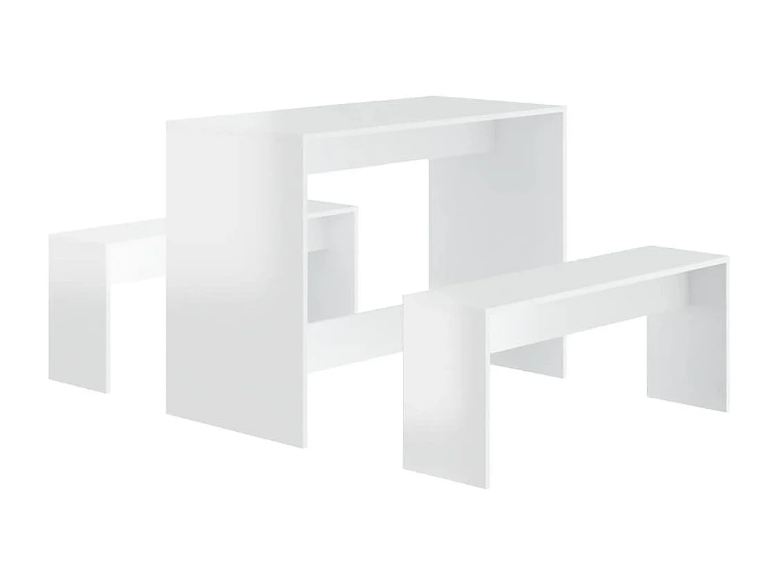 Ensembles de salle à manger 3 pcs Blanc brillant