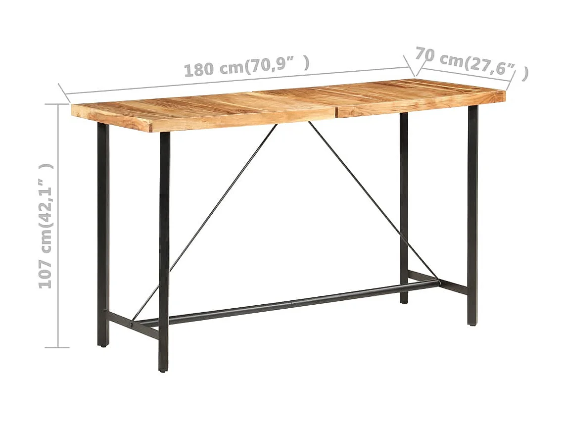 Ensemble de bar 9 pcs Bois d'acacia et de récupération massif
