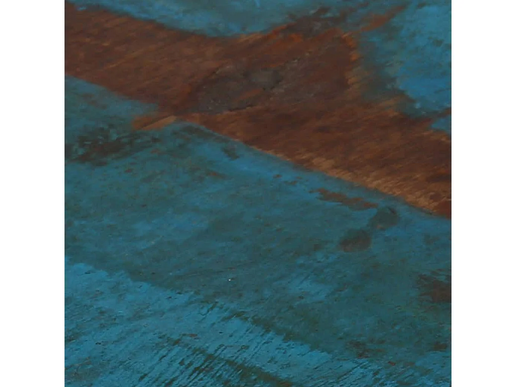 Table de bar rectangulaire bois recyclé massif multi couleurs et 4 tabourets industriel