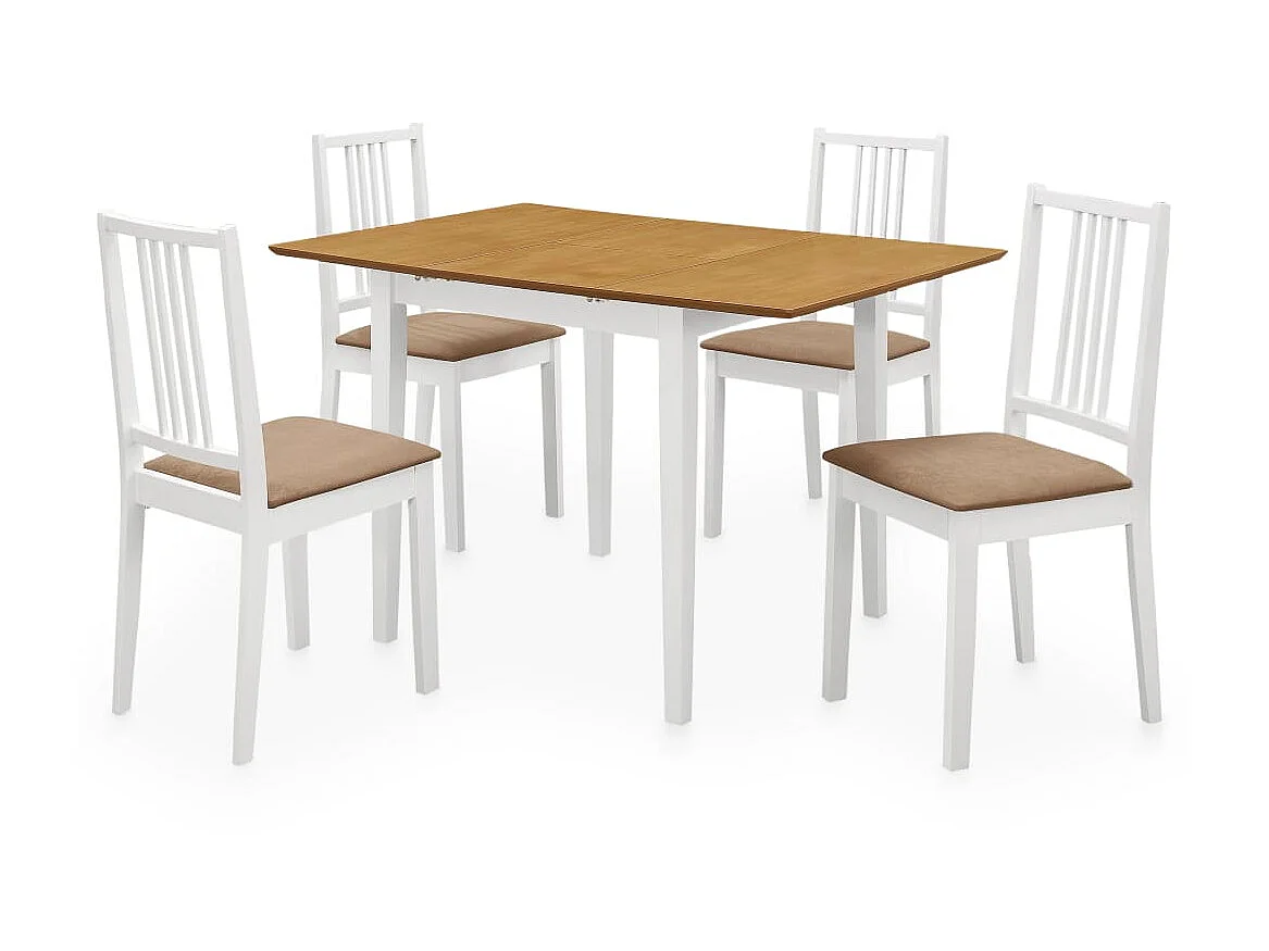 Mobilier de salle à manger 5 pcs MDF Blanc 3