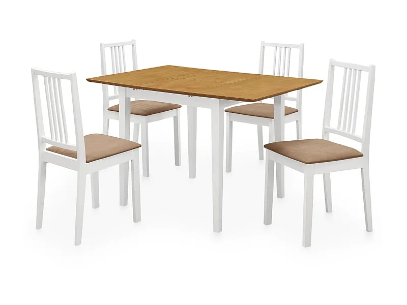 Mobilier de salle à manger 5 pcs MDF Blanc 3