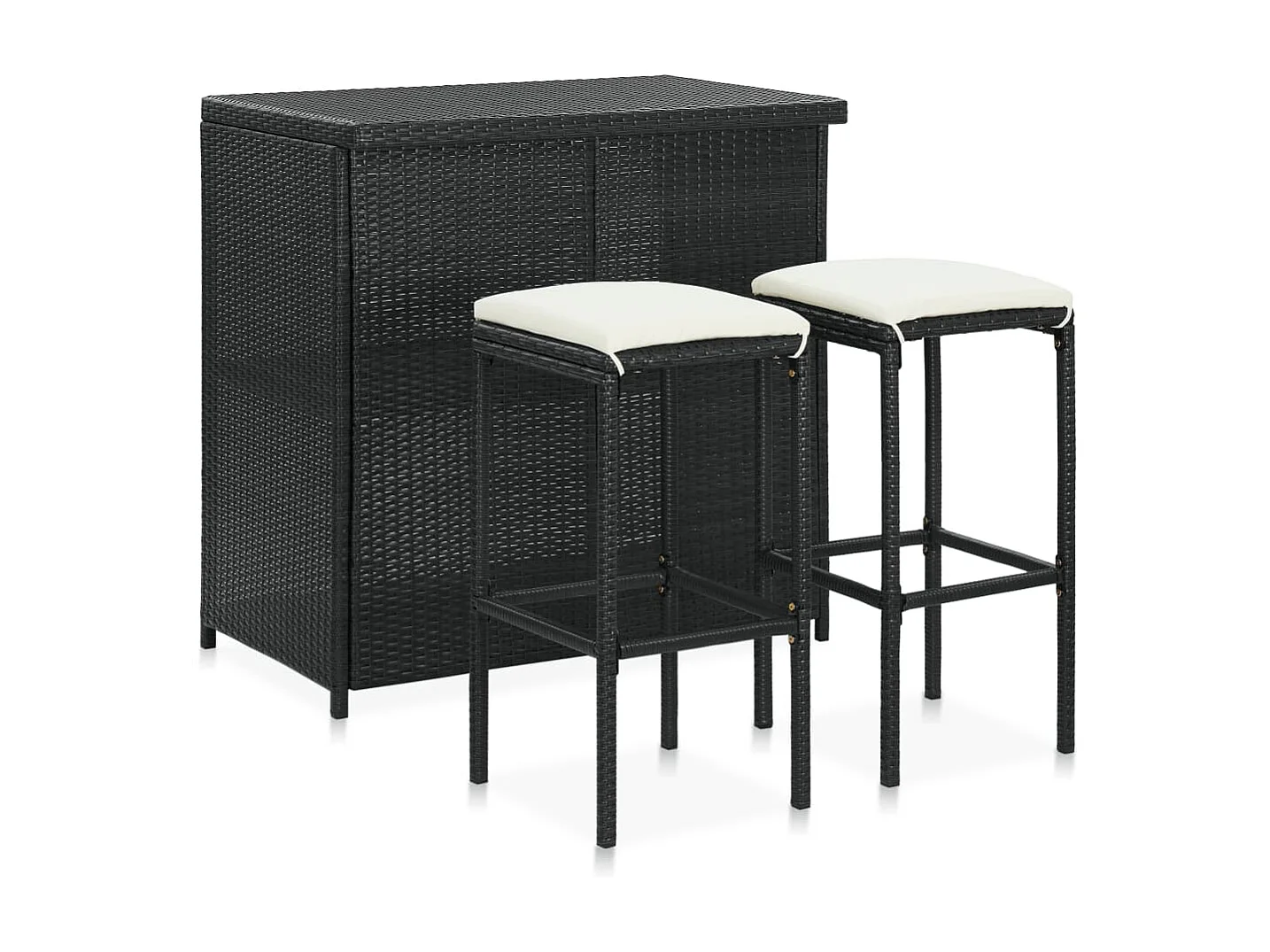 Ensemble de bar 3 pcs Résine tressée Noir