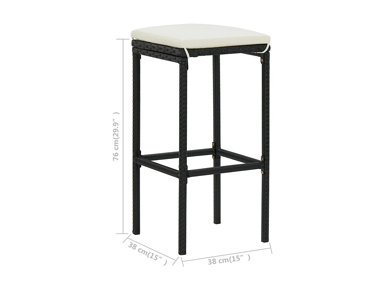 Ensemble de bar 3 pcs Résine tressée Noir