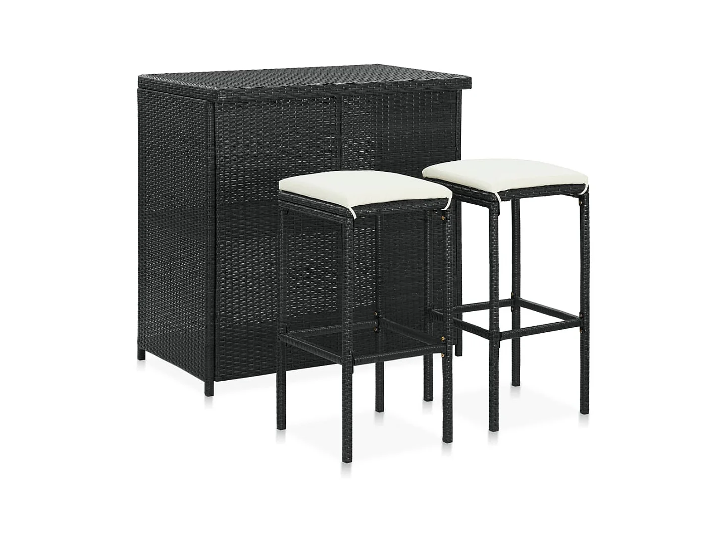 Ensemble de bar 3 pcs Résine tressée Noir