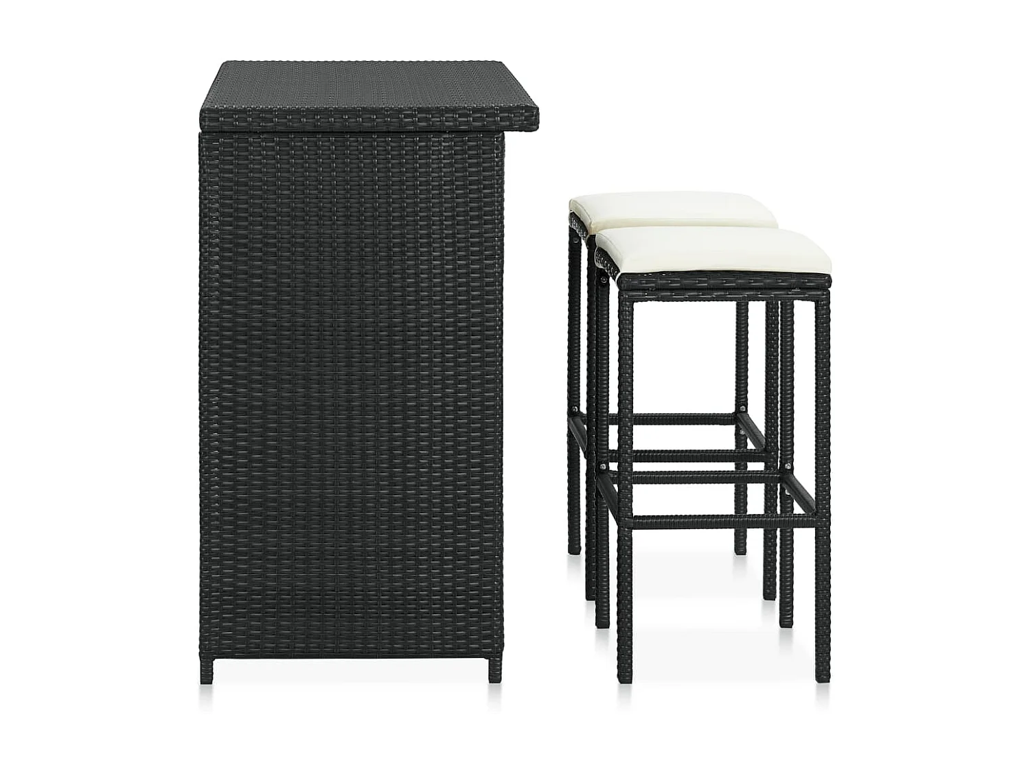 Ensemble de bar 3 pcs Résine tressée Noir