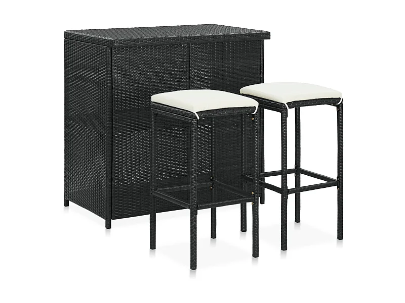 Ensemble de bar 3 pcs Résine tressée Noir
