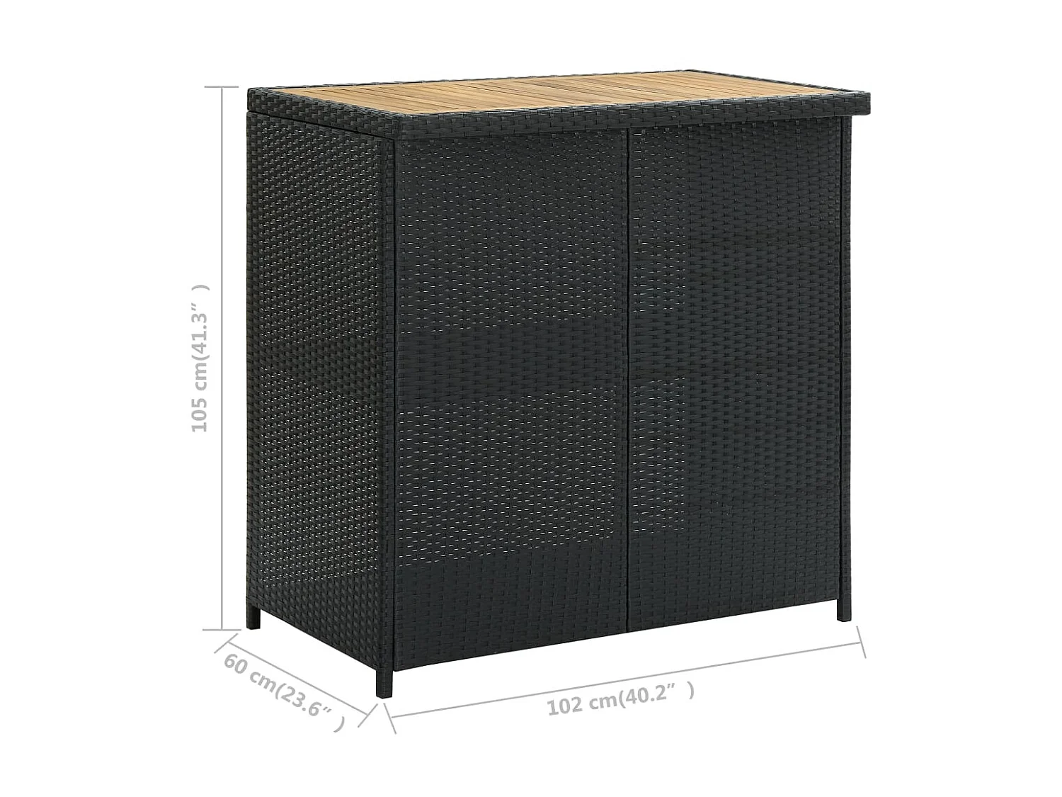 Ensemble de bar 3 pcs Résine tressée Noir 2