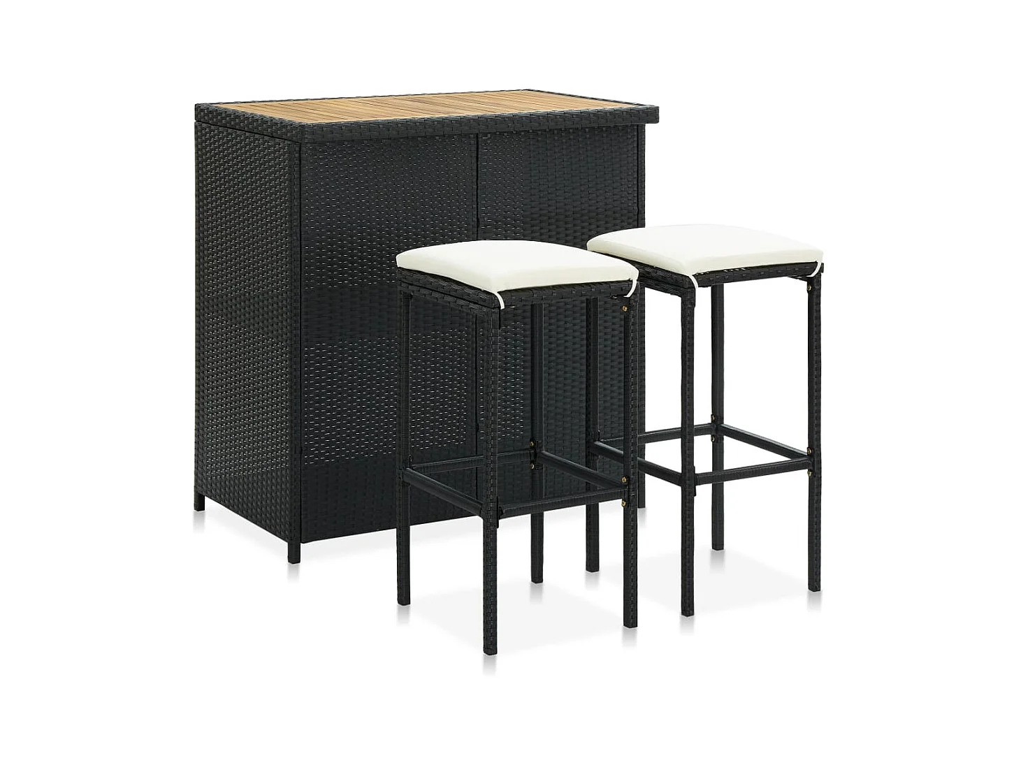 Ensemble de bar 3 pcs Résine tressée Noir 2