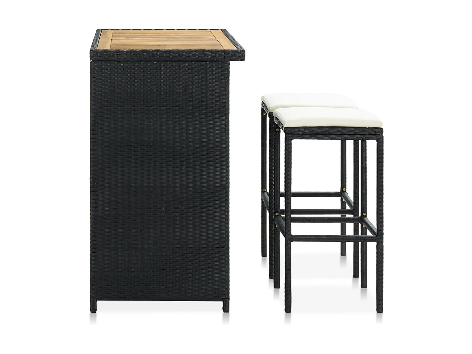 Ensemble de bar 3 pcs Résine tressée Noir 2