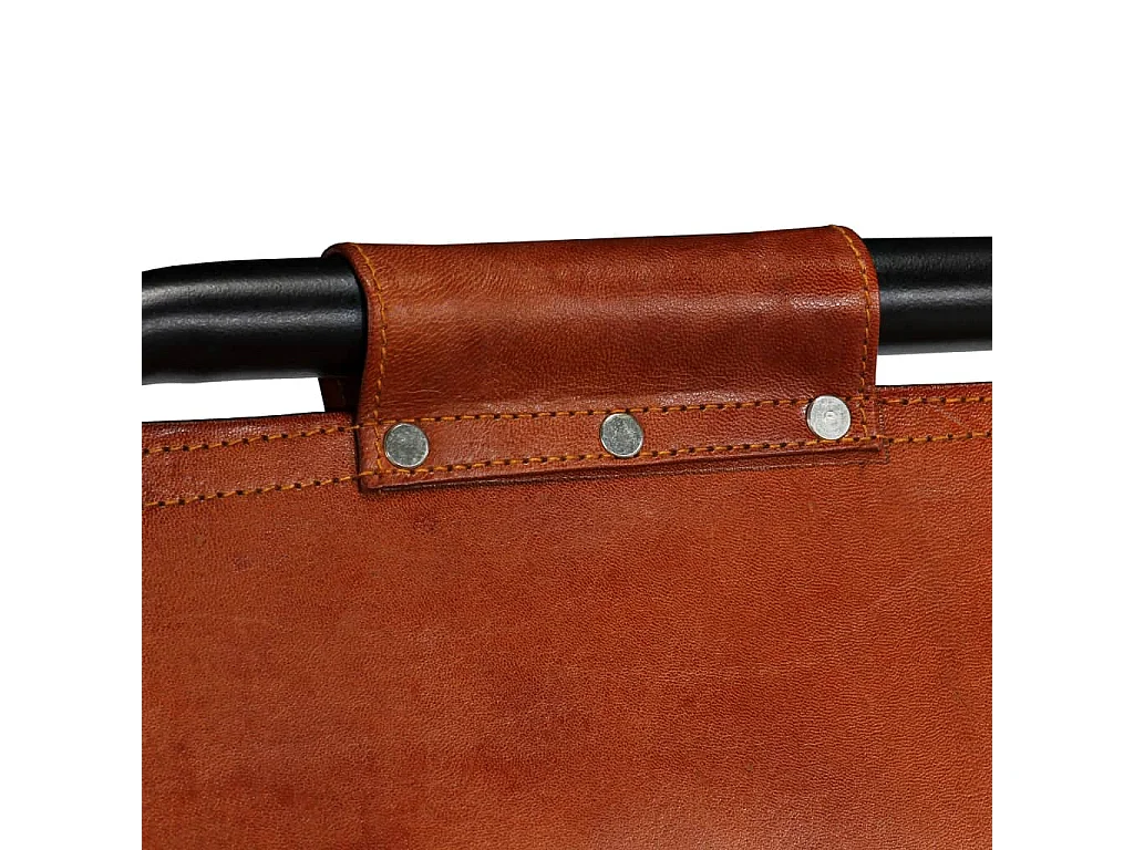 Ensemble de bar 3 pcs Bois massif recyclé et cuir de chèvre