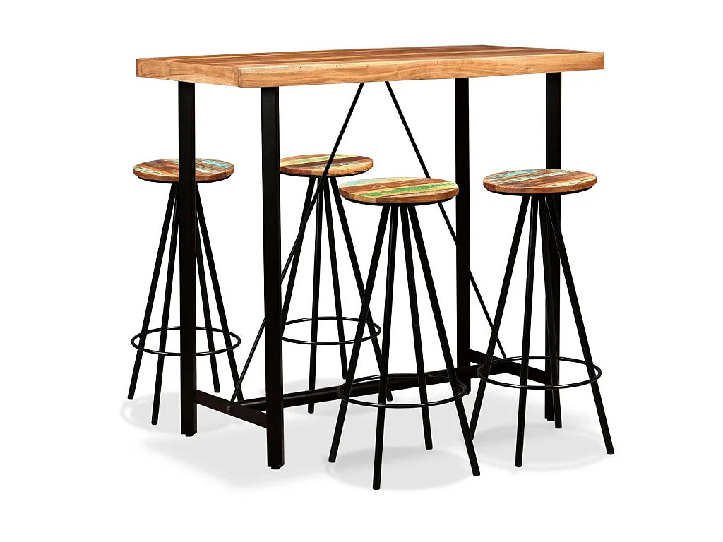 Ensemble de bar 5 pcs Bois d'acacia massif et de récupération