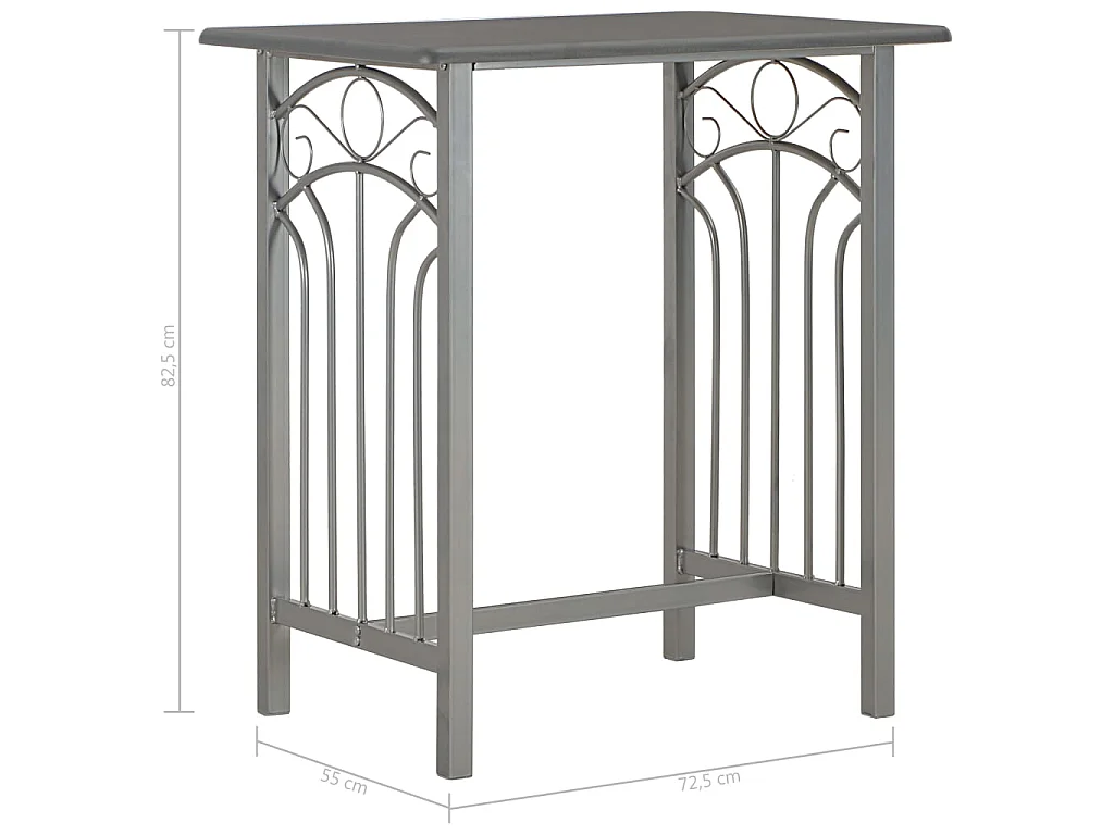 Ensemble de bar 3 pcs Bois et acier Anthracite