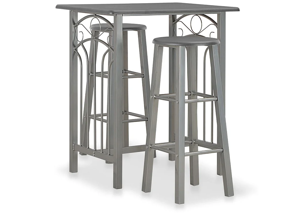 Ensemble de bar 3 pcs Bois et acier Anthracite