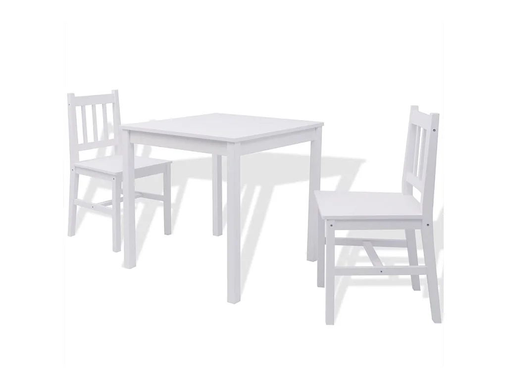 Ensemble de salle à manger trois pièces Pinède Blanc