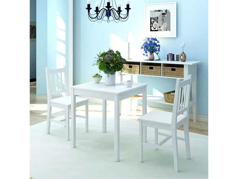 Ensemble de salle à manger trois pièces Pinède Blanc