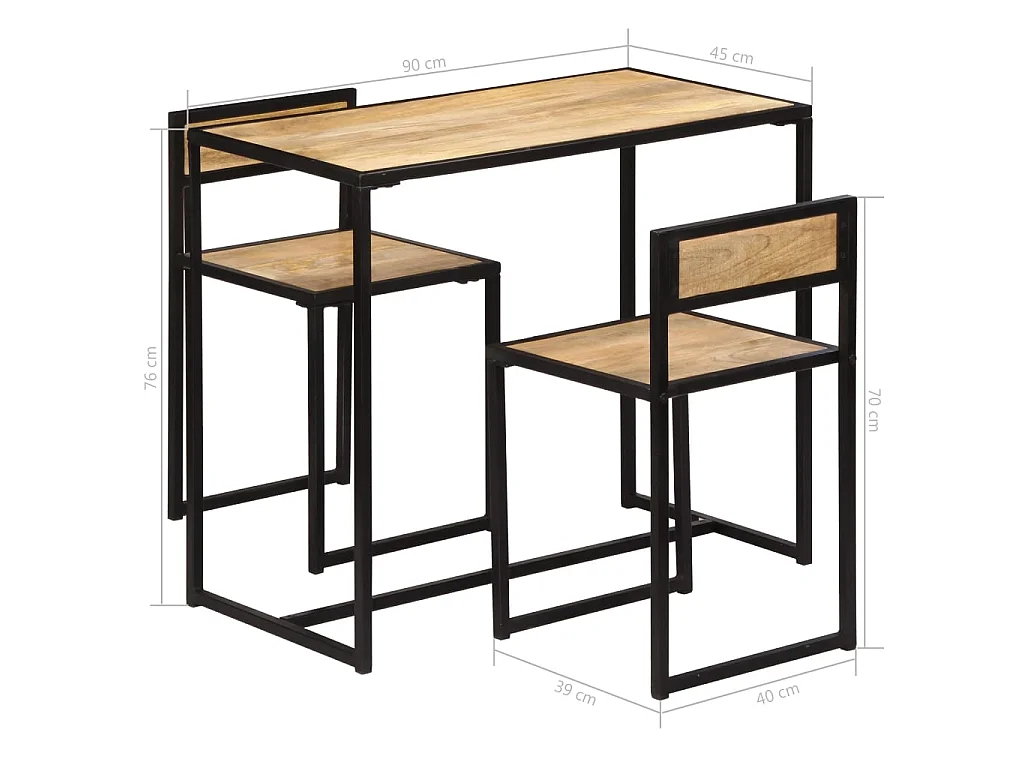 Ensemble de salle à dîner 3 pcs Bois de manguier solide
