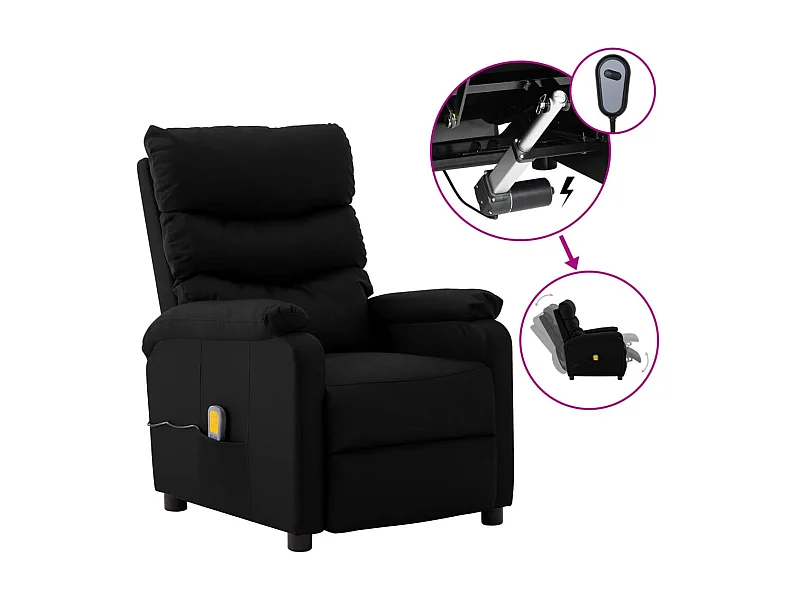 Fauteuil inclinable électrique de massage Noir Similicuir 4