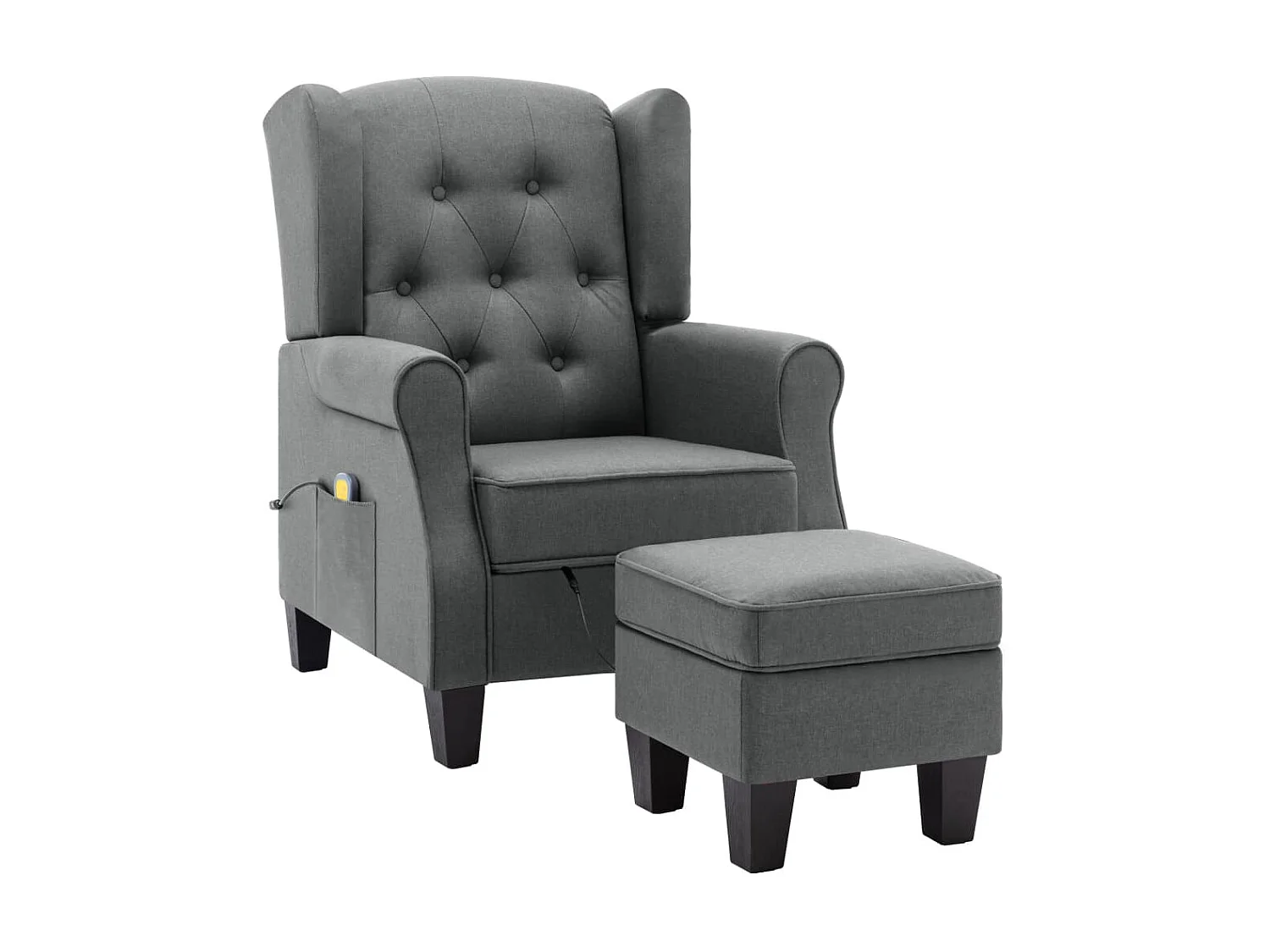 Fauteuil de massage avec repose-pied Gris clair Tissu