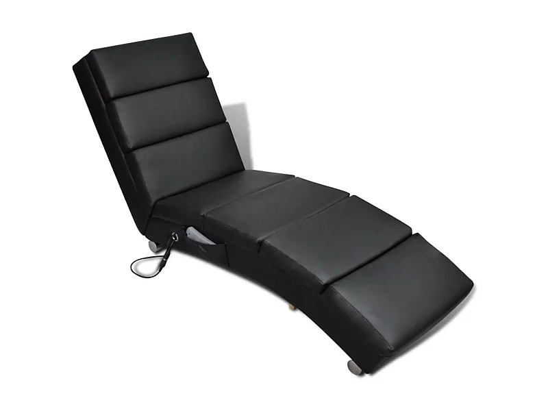 Chaise longue de massage Noir Similicuir