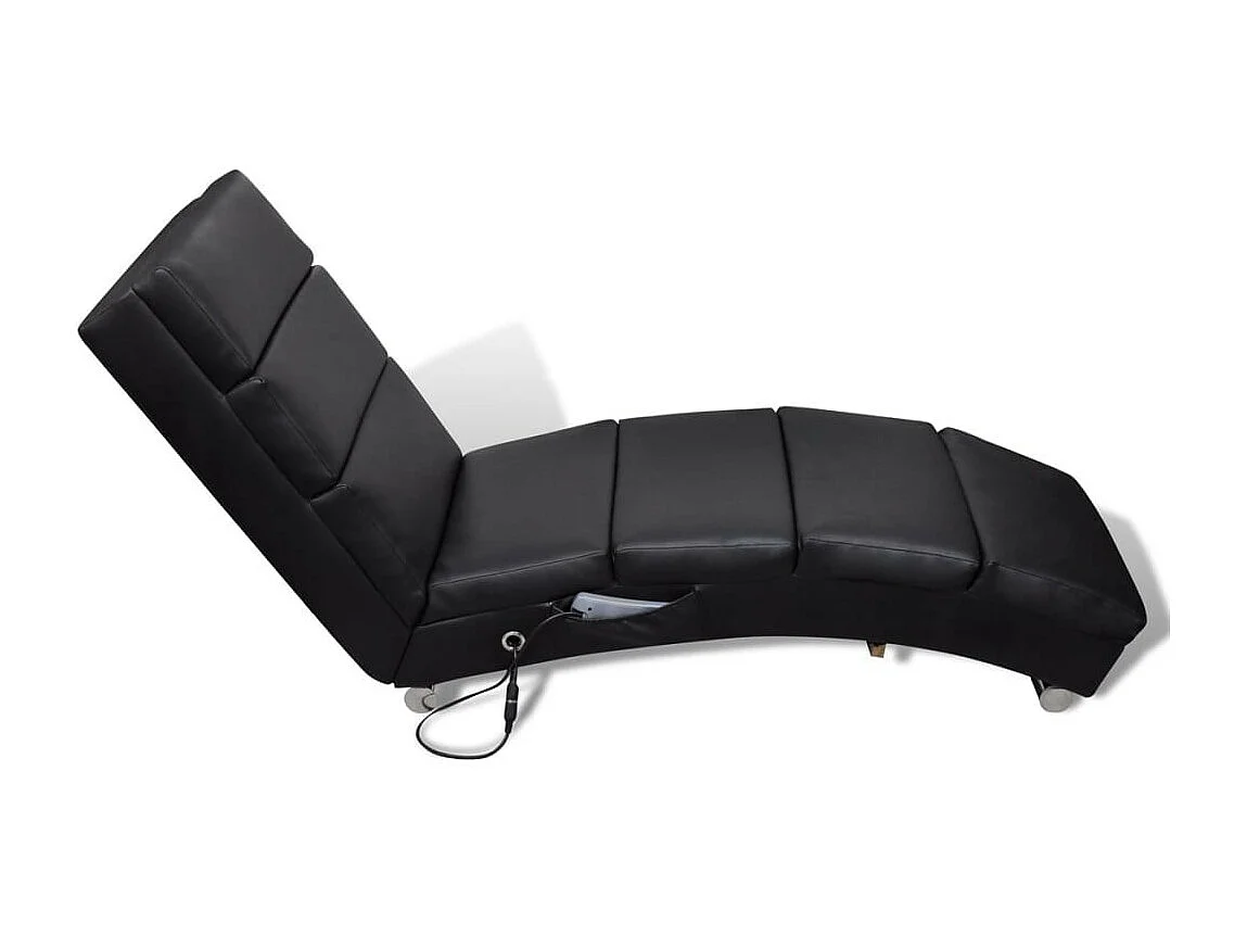 Chaise longue de massage Noir Similicuir