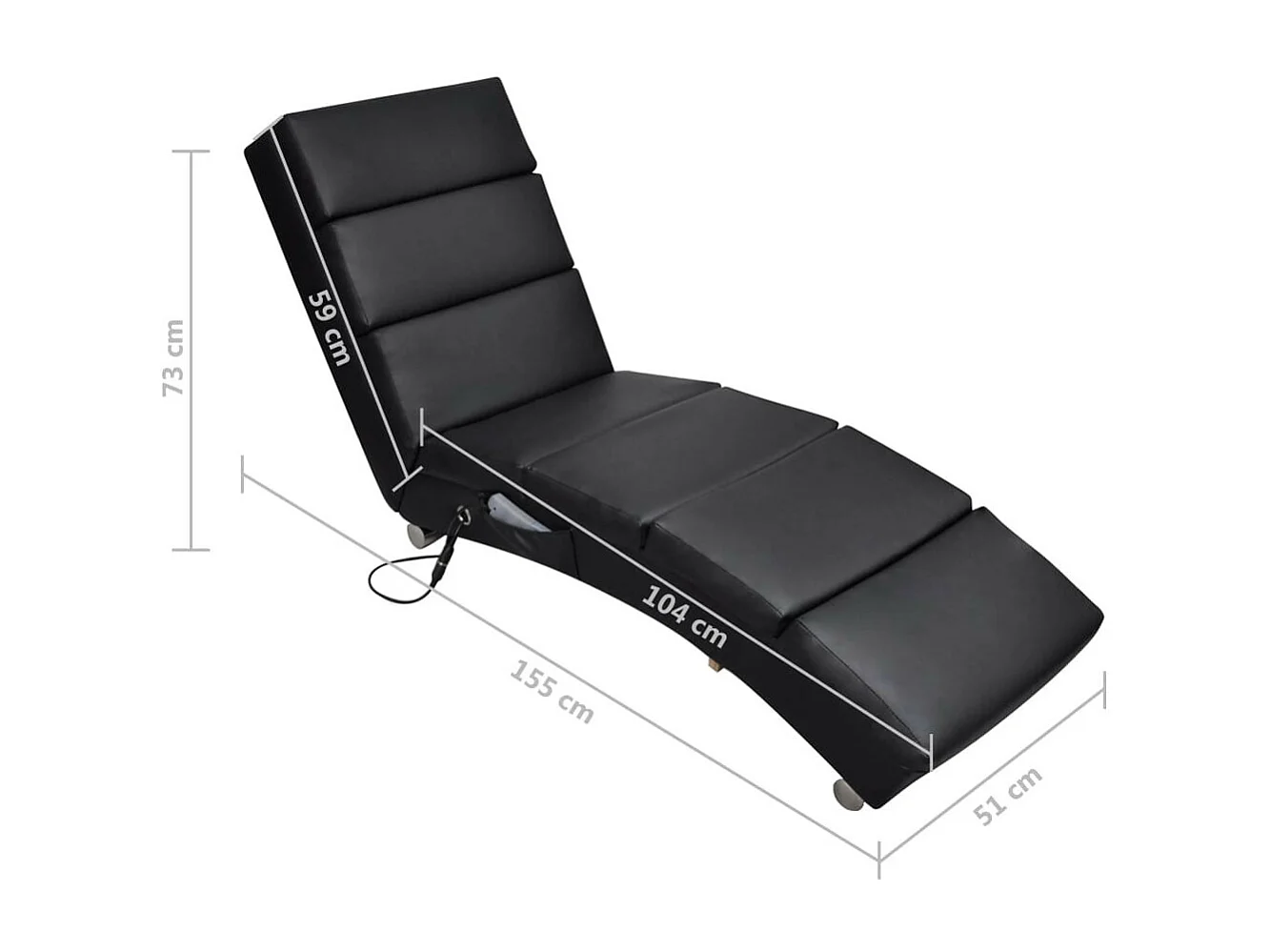 Chaise longue de massage Noir Similicuir