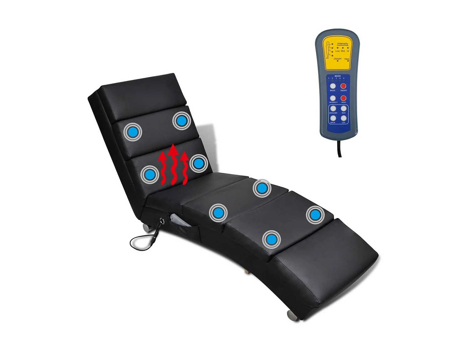 Chaise longue de massage Noir Similicuir