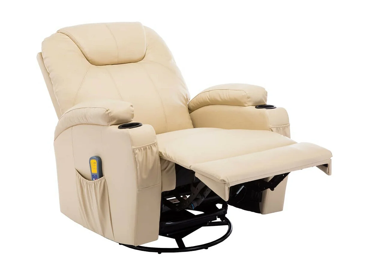 Fauteuil de massage inclinable électrique simili cuir beige Ripau