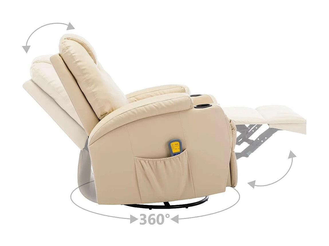 Fauteuil de massage inclinable électrique simili cuir beige Ripau