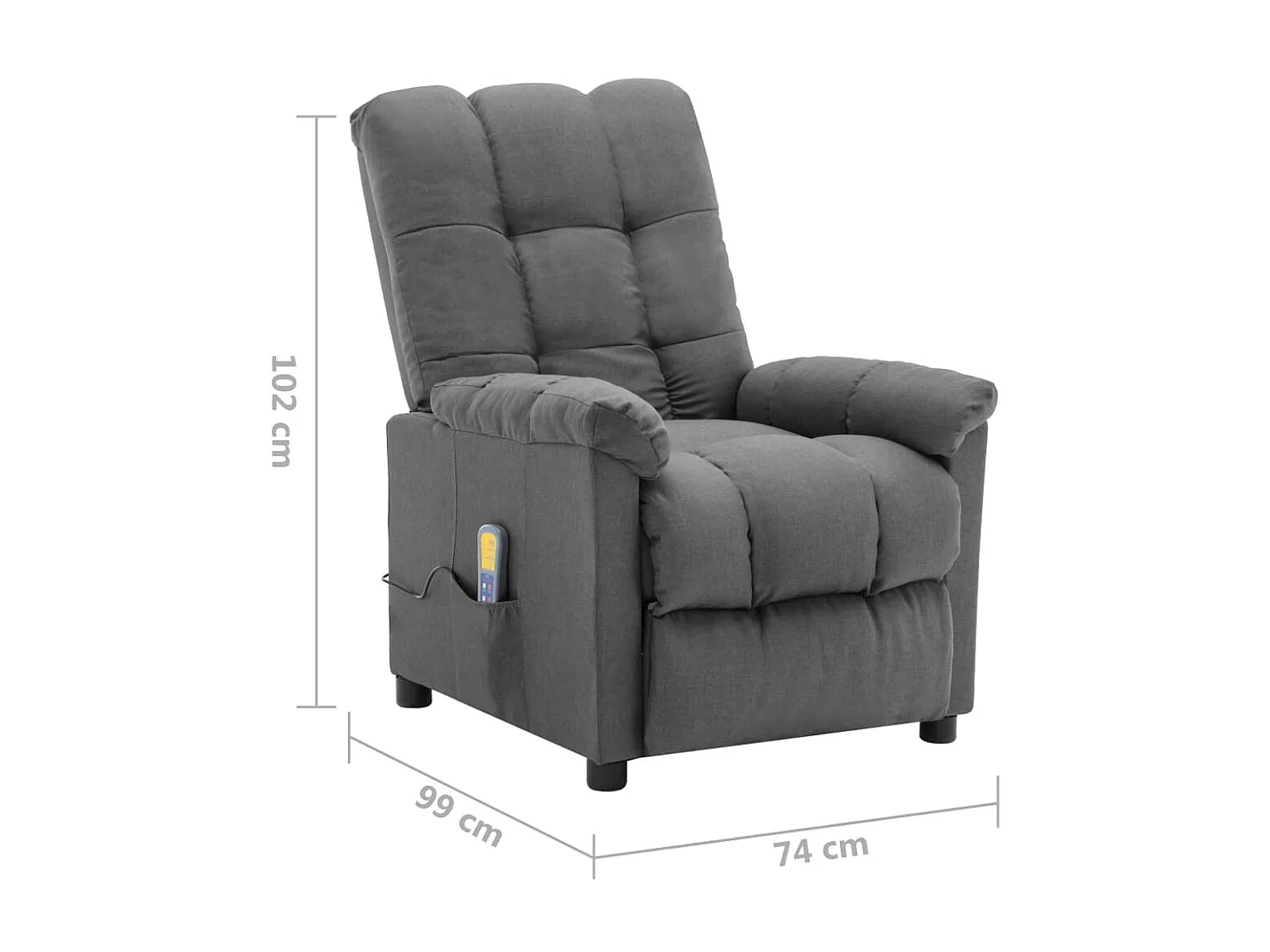 Fauteuil de massage inclinable électrique Gris clair Tissu 3