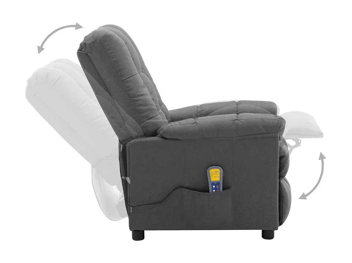 Fauteuil de massage inclinable électrique Gris clair Tissu 3