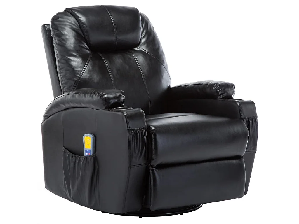 Fauteuil de massage inclinable électrique simili cuir noir Ripau