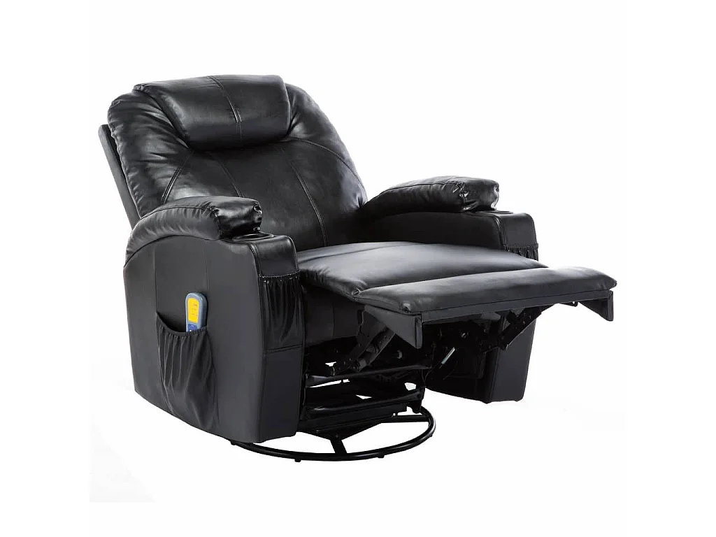 Fauteuil de massage inclinable électrique simili cuir noir Ripau