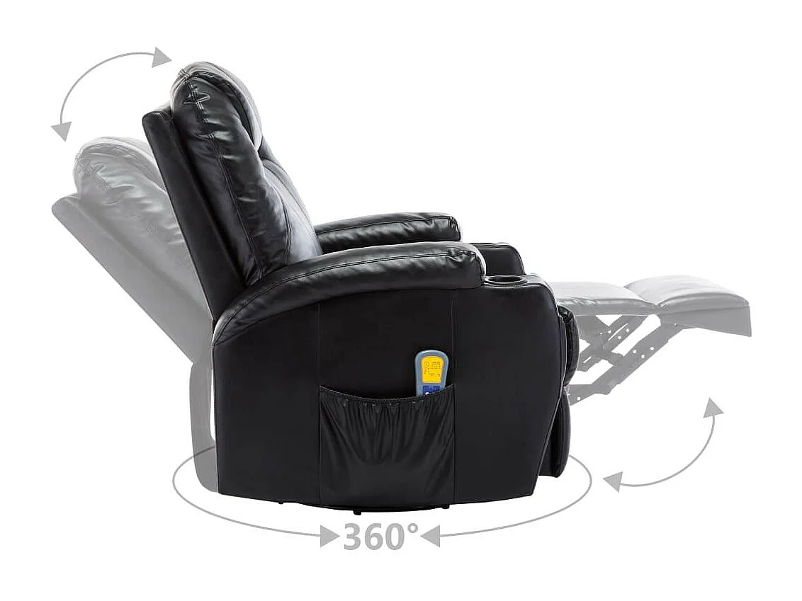 Fauteuil de massage inclinable électrique simili cuir noir Ripau