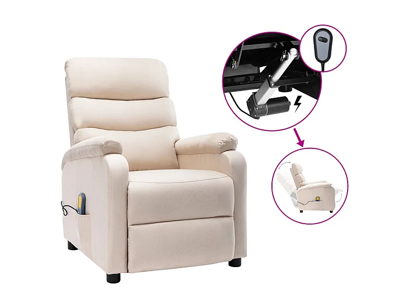 Fauteuil inclinable électrique de massage Crème Tissu 3