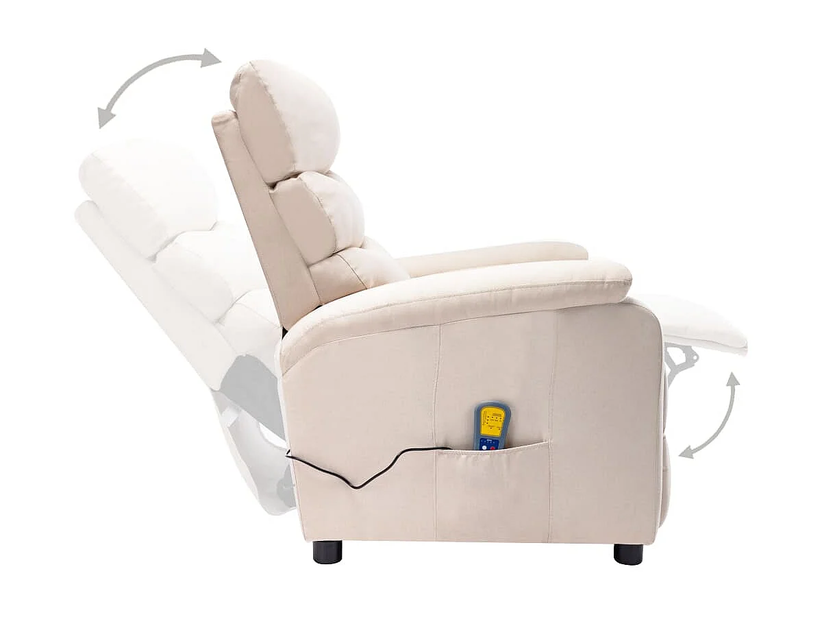 Fauteuil inclinable électrique de massage Crème Tissu 3