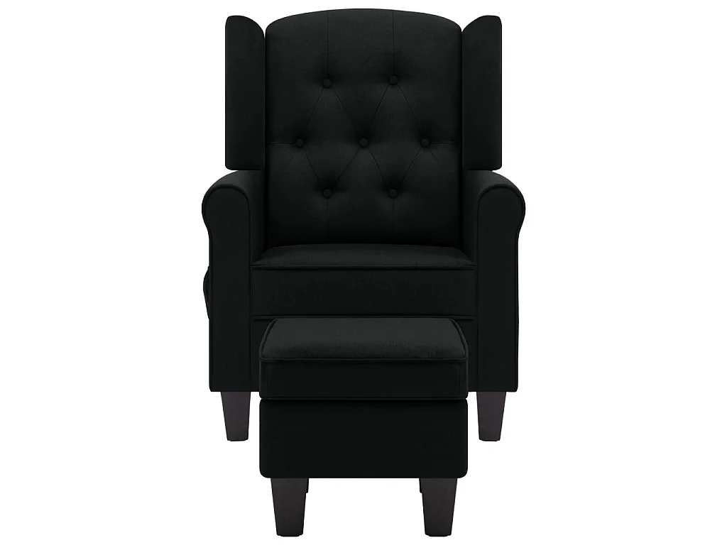 Fauteuil de massage avec repose-pied Noir Tissu
